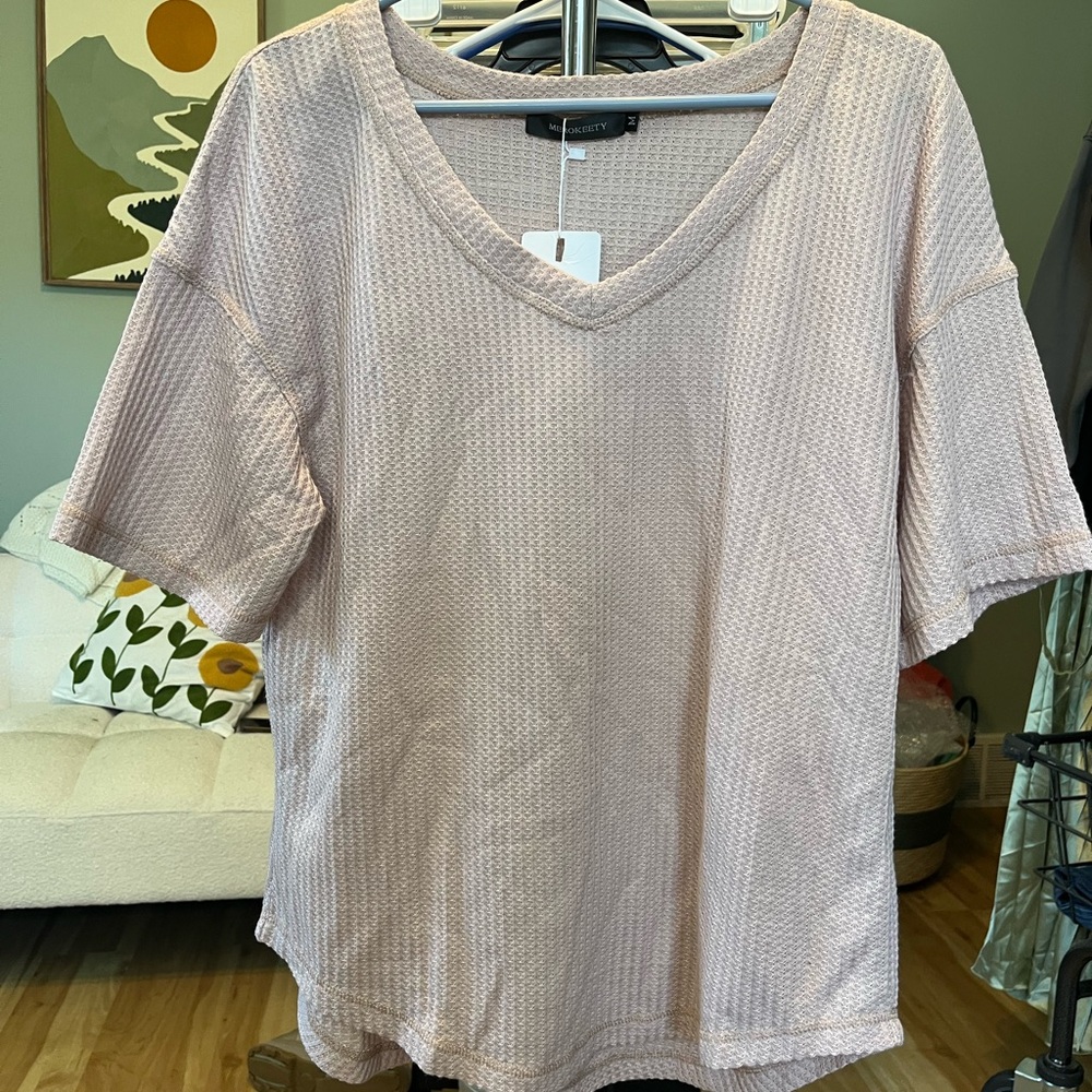 Madewell Pale khaki Waffle V-Neck Tee